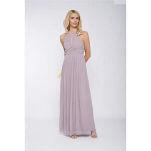 TFNC GREY BRIDESMAID MAXI DRESS PLEATED RUCHED WEDDING PARTY PLEAT LONG 8 New